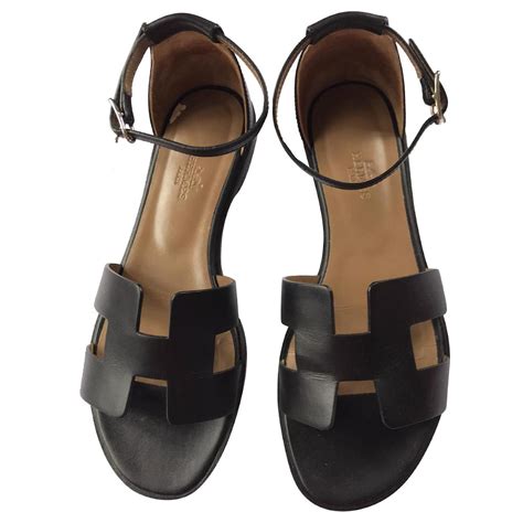 hermes santorini sandal black|Hermès Santorini Leather Sandals .